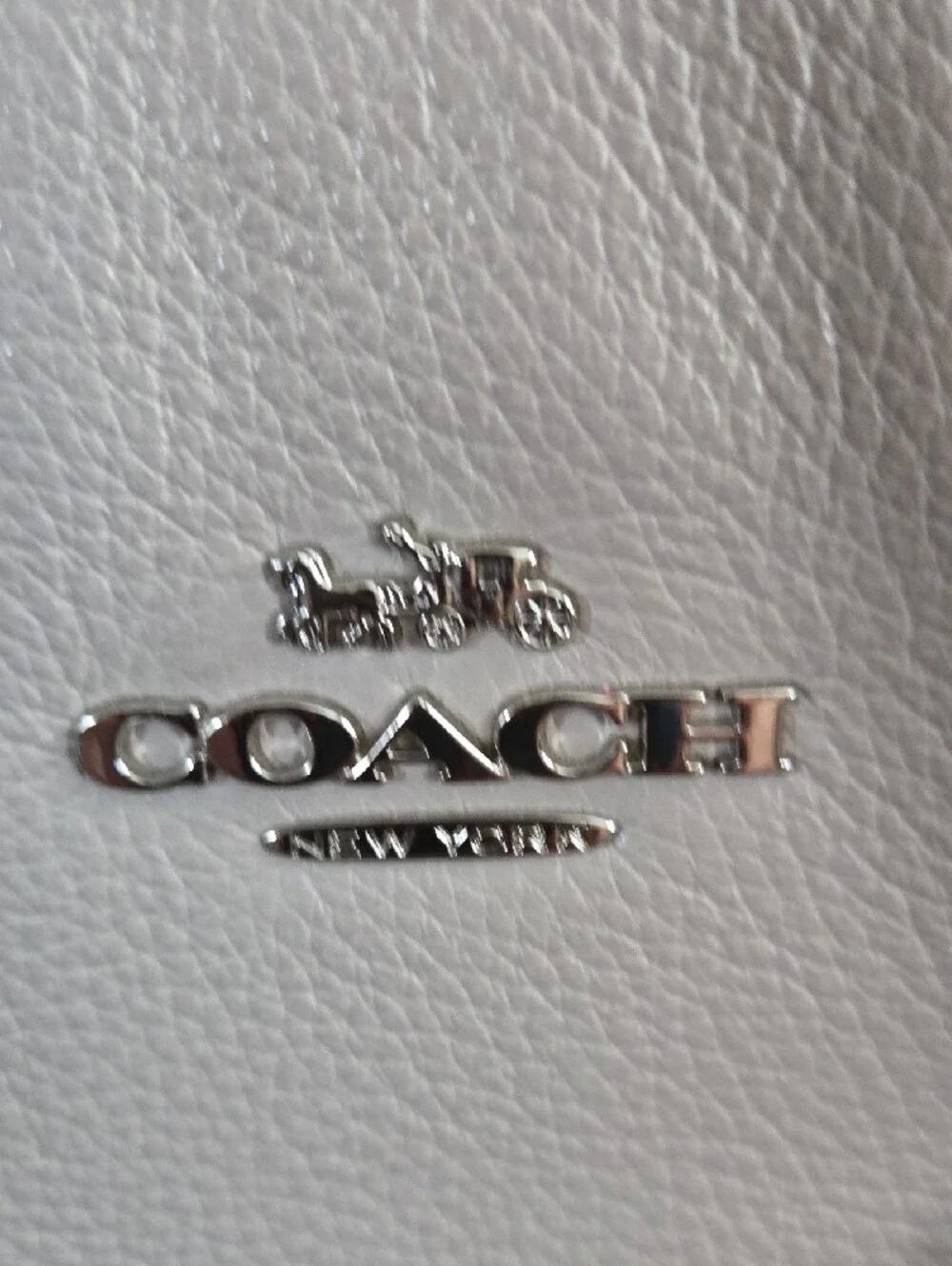 Coach Two-Tone Pebble Leather Satchel in Light Taupe, Cream With Black